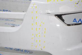 Front bumper upper part Ford Explorer 18-19 rest, white, pressed, scratches, breakage of fastener