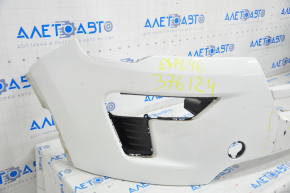 Front bumper upper part Ford Explorer 18-19 rest, white, pressed, scratches, breakage of fastener