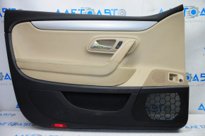 Door trim card front left VW CC 08-12 black with beige insert leather, armrest leather beige, molding gray, scratches