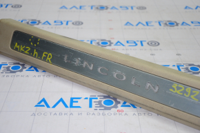 Door sill trim front right Lincoln MKZ 13-16 chrome with backlight, beige, scratches, bump