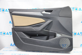 Door trim card front left VW Jetta 19-21 black with beige insert leather, armrest leather, molding gray type 1, butts