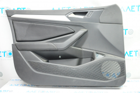 Door trim card front left VW Jetta 19-21 black with black insert leather, armrest leather, molding gray type 2, scratches