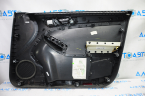 Door trim card front left VW Jetta 11-16 USA black with black insert plastic, armrest leather, molding gray gloss, scratches