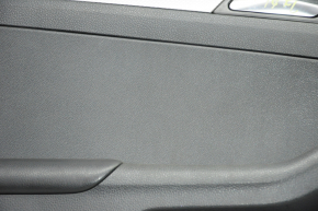 Door trim card front left VW Jetta 11-16 USA black with black insert plastic, armrest leather, molding gray gloss, scratches