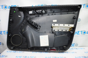 Door trim card front left VW Jetta 11-16 USA black with black insert plastic, armrest leather, molding gray gloss