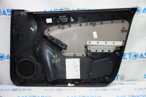 Door trim card front left VW Jetta 11-16 USA black with brown insert plastic, armrest leather, molding black structure, scratches