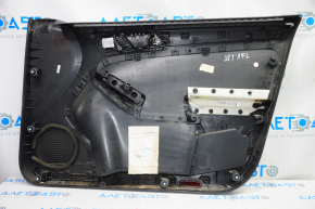 Door trim card front left VW Jetta 11-16 USA black with black insert plastic, armrest cloth, molding black structure, scratches