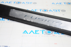 Door sill trim front right Ford Fusion mk5 13-16 black with chrome insert, chrome peeling, scratches