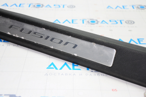 Door sill trim front right Ford Fusion mk5 13-16 black with chrome insert, chrome peeling, scratches