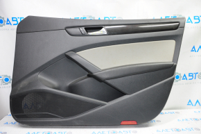 Door trim card front right VW Passat b7 12-15 USA black with gray insert leather, armrest leather, molding black under carbon, break crepe