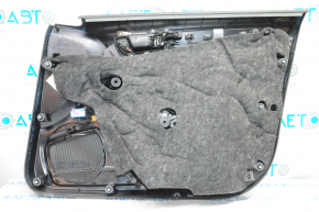 Door trim card front left Audi A4 B8 13-16 rest black with brown insert leather, armrest leather, molding under wood structure, sedan, scratches