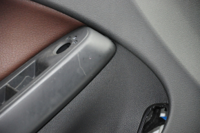 Door trim card front left Audi A4 B8 13-16 rest black with brown insert leather, armrest leather, molding under wood structure, sedan, scratches