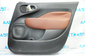 Door trim card front right Fiat 500L 14- black with brown insert leather, peeled leather, scratches