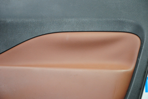 Door trim card front right Fiat 500L 14- black with brown insert leather, peeled leather, scratches