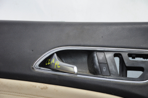Door trim card front left Mercedes CLA 14-19 black with beige insert leather, armrest leather, scratches, bumps, for dry cleaning