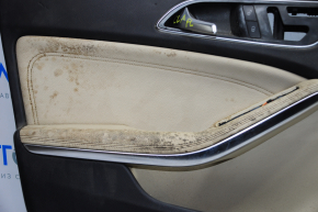 Door trim card front left Mercedes CLA 14-19 black with beige insert leather, armrest leather, scratches, bumps, for dry cleaning