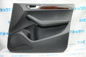 Door trim card front right Audi Q5 8R 09-17 black rubber, rubber armrest, molding under wood gloss, broken crepe, scratches, pokes