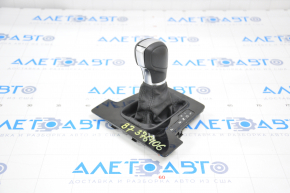 Gear knob with shifter cover VW Passat b7 12-15 USA leather black, glossy cover, worn leather