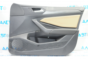 Door trim card front right VW Jetta 19-21 black with beige insert leather, armrest leather, molding gray type 1