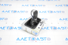 Automatic transmission knob with shifter cover VW Tiguan 09-17 black leather, chrome cover, worn leather, broken mount