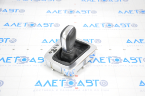 Automatic transmission knob with shifter cover VW Tiguan 09-17 black leather, chrome cover, worn leather, broken mount