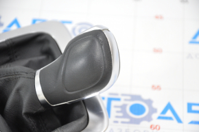 Automatic transmission knob with shifter cover VW Tiguan 09-17 black leather, chrome cover, worn leather, broken mount