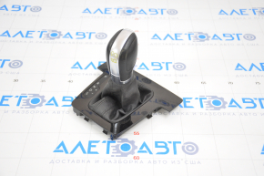 Gear knob with shifter cover VW Passat b8 16-19 16- USA leather black, glossy cover, type 2, scuffs and scratches on leather