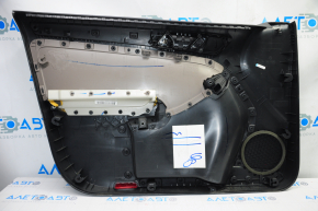 Door trim card front right VW Jetta 11-16 USA black with brown insert plastic, armrest leather, molding black structure, scratches