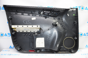 Door trim card front right VW Jetta 11-16 USA black with black insert plastic, armrest leather, molding gray gloss type 1, scratches