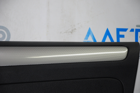 Door trim card front right VW Jetta 11-16 USA black with black insert plastic, armrest leather, molding gray gloss type 1, scratches