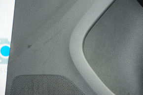 Door trim card front right VW Jetta 11-16 USA black with black insert plastic, armrest leather, molding gray gloss type 1, scratches