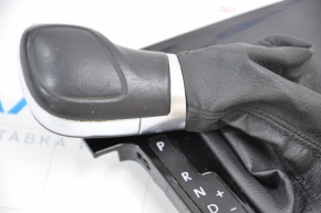 Gear knob with shifter cover VW Passat b8 16-19 16- USA leather black, glossy cover, type 1, scuffs and scratches on leather
