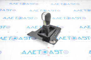 Gear knob with shifter cover VW Passat b8 16-19 16- USA leather black, glossy cover, under start-stop, filed leather