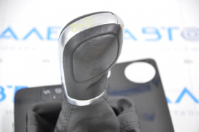 Gear knob with shifter cover VW Passat b8 16-19 16- USA leather black, glossy cover, under start-stop, filed leather