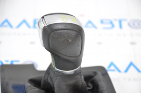 Gear knob with shifter cover VW Passat b8 16-19 16- USA leather black, glossy cover, under start-stop, filed leather