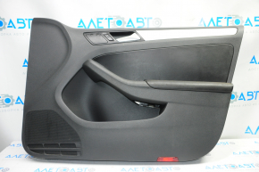Door trim card front right VW Jetta 11-16 USA black with black insert leather, armrest leather, molding gray gloss type 2