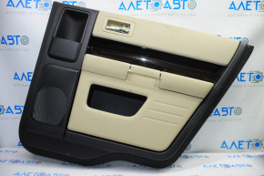 Door trim card rear right Ford Flex 13-19 rest, black with beige insert rubber, armrest rubber, insert under wood gloss, scratches