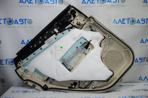 Door trim card rear right Lincoln MKC 15-16 beige with beige insert leather, armrest leather, insert wood structure, tears, bumps