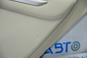 Door trim card rear right Lincoln MKZ 13-15 beige leather, armrest leather, insert wood gloss, butt, for dry cleaning