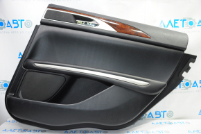 Lincoln MKZ 13-16 rear right door panel, black leather, leather armrest, glossy wood insert