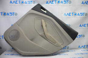 Door trim card rear right Ford Escape MK3 13-19 prerest beige with beige insert plastic, armrest leather, scratches