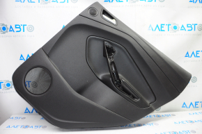 Door trim card rear right Ford Escape MK3 13-19 pre-rest black with black insert plastic, armrest leather, under the tweeter, without handle cover, scratches