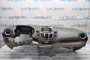 Torpedo front panel without AIRBAG Ford Fiesta 11-19 black-beige, without plugs, scratches, broken fastener