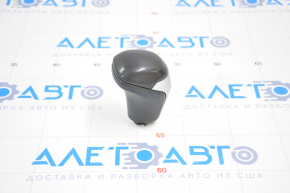 Gear knob Toyota Highlander 14-19 leather black, gray insert, scratches on leather
