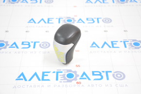 Gear knob Toyota Highlander 14-19 leather black, gray insert, scratches on leather