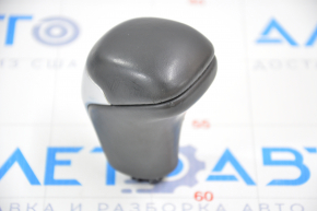 Gear knob Toyota Highlander 14-19 leather black, gray insert, scratches on leather