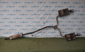 Exhaust line muffler assembly with barrels left right Ford Explorer 16-19 3.5 dented