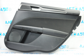Door trim card rear right Ford Fusion mk5 17-20 black with black insert cloth, armrest leather, molding black gloss