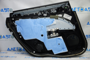 Door trim card rear right Ford Fusion mk5 17-20 black with black insert cloth, armrest leather, molding black gloss