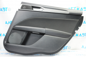 Door trim card rear right Ford Fusion mk5 17-20 black with black insert cloth, armrest leather, molding gray structure, scratches